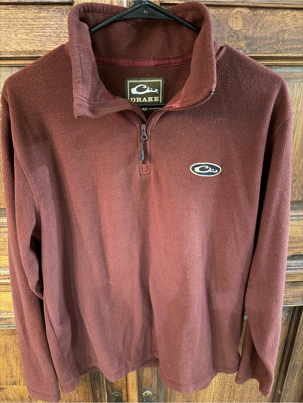 Drake Waterfowl Systems 1/4 Zip Fleece Knit Sweater Burgandy Size Small